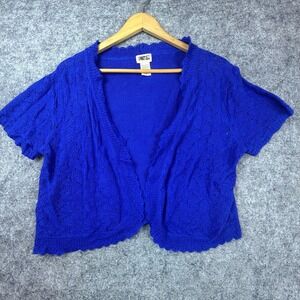 Sweet Kizz Cardigan Sweater Womens 2X Y2K Cropped Ruffle Edge Indie Sleaze Soft